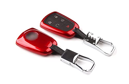 iJDMTOY Exact Fit Glossy Red Smart Key Fob Shell Cover Compatible With 2015-up Cadillac ATS CTS CT6 ELR XTS XT5 SRX Escalade (Please verify your actual key before buying)