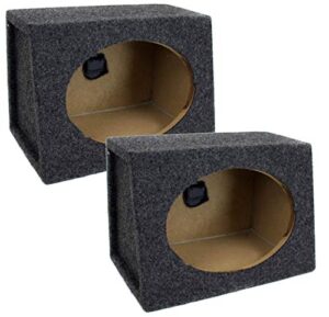 qpower angled style 6 x 9 inch car audio speaker box enclosures, 2 speaker boxes