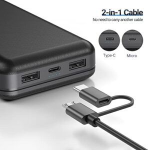 26800mAh Power Bank 2 Outputs&2 Inputs Portable Charger Ultra-High Capacity Battery Pack with 2 in 1 Cable External Battery Power Bank for iPhone iPad Samsung Pixel Camera Switch Fans Flashlighs