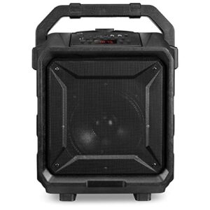 ilive isb659b wireless tailgate party speaker, with built-in rechargeable battery and roller wheels, black