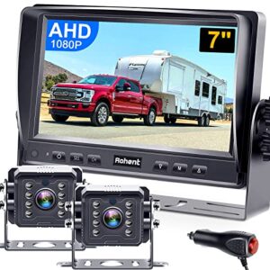rohent rv backup camera upgraded hd 1080p rear view camera system 7” monitor 30 mins easy installation infrared night vision waterproof for truck trailer 5th wheel camper r4