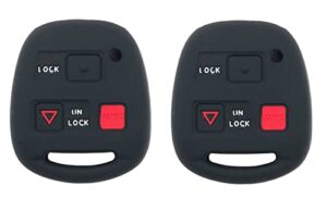 pack 2 silicone key fob cover case fit for lexus es gs gx is ls lx rx sc es300 es330 is330 rx350 gx470 is300 is330 rx400h keyless entry remote key fob (black)