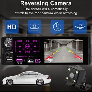 Single Din Touchscreen Car Stereo, Single Din Car Stereo with Bluetooth, Single Din Radio with Backup Camera, Bluetooth Car Radio Support Hands-Free Call/FM/AUX/USB/TF/Mic/Fast Charging/7 Color
