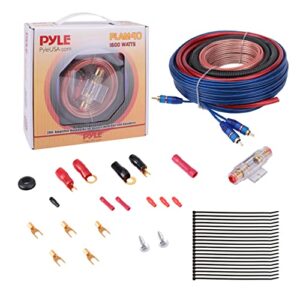 pyle car stereo wiring kit – audio amplifier & subwoofer speaker installation cables (4 gauge), blue (plam40)