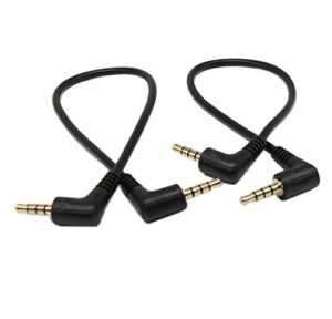 sinloon 3.5mm trrs cable, (2-pack) gold plated 90 degree right & left angled 3.5mm stereo 4-pole male to male auxiliary audio cable for smartphones,tablets,players microphone(4-p,9inch)