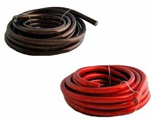 imc audio 1/0 gauge awg cca power ground wire cable (5ft black & 5ft red) welding wire, battery cable, automotive rv wiring, car audio speaker stereo 0 gauge power wire 10 feet total