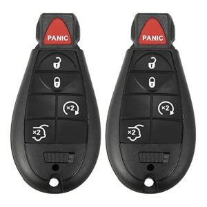 x autohaux 2pcs 433mhz keyless entry remote car key fob for jeep grand cherokee 2008-2010 for commander 2008 2009 2010 5 buttons with door key m3n5wy783x