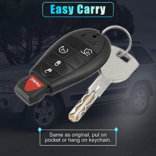 X AUTOHAUX 2pcs 433Mhz Keyless Entry Remote Car Key Fob for Jeep Grand Cherokee 2008-2010 for Commander 2008 2009 2010 5 Buttons with Door Key M3N5WY783X