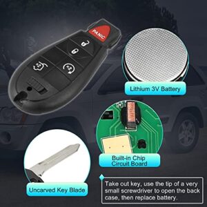 X AUTOHAUX 2pcs 433Mhz Keyless Entry Remote Car Key Fob for Jeep Grand Cherokee 2008-2010 for Commander 2008 2009 2010 5 Buttons with Door Key M3N5WY783X