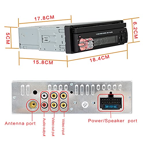 UNITOPSCI Single Din Car Stereo Car Radio with 7" Auto Retractable HD Touch Screen Car MP5 Player with Bluetooth FM Radio Mirror Link Head Unit Support TF USB AUX in Remote Control Backup Camera SWC