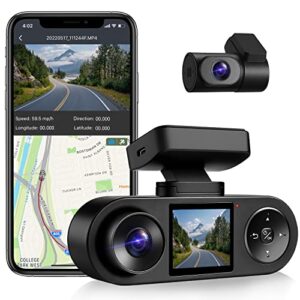 coxpal 3 channel dash cam front and rear inside with gps, wifi, infrared night vision, supercapacitor, g-sensor, 2k+1080p+1080p triple car camera, parking monitor, supports 512gb max