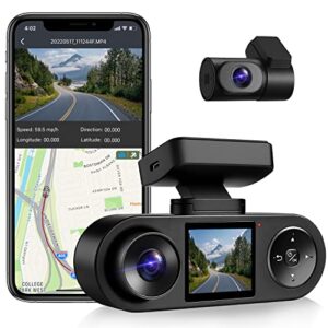 COXPAL 3 Channel Dash Cam Front and Rear Inside with GPS, WiFi, Infrared Night Vision, Supercapacitor, G-Sensor, 2K+1080P+1080P Triple Car Camera, Parking Monitor, Supports 512GB Max