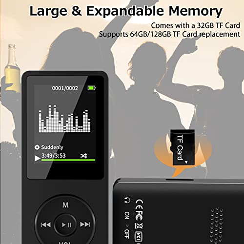 32GB MP3 Player with Bluetooth, Leguwu Portable MP3 Hi-Fi Music Players with Speaker, Multimedia Player with FM Radio, Video, Alarm Clock for Kids, Long Playback Time | Including Earphones