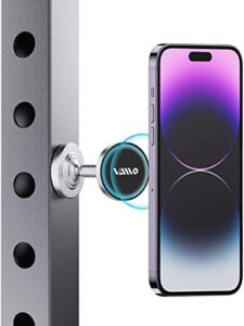 vaiio magnetic phone holder designed specifically for gym use, able to attach to any metal surface and support any type of phone, perfect for recording videos or playing media.