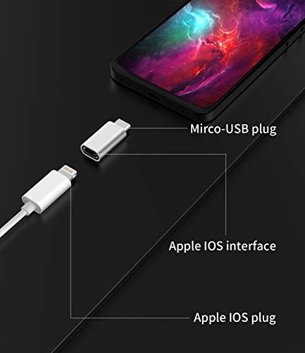 3Pack,Compatible for Lightning Female to Micro USB Male Adapter for Apple Compatible with iPhone 7 8 Plus x xr xs 11 12Mini pro for Ipad Power Connector Samsung Galaxy S7 S6 Edge,Nexus 5,LG Converter