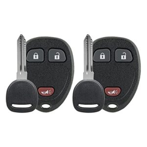 keyless remote start car key fob with ignition key fits chevy silverado traverse avalanche equinox express/gmc acadia savana sierra/pontiac torrent/saturn vue ouc60270,ouc60221 (pack of 2)