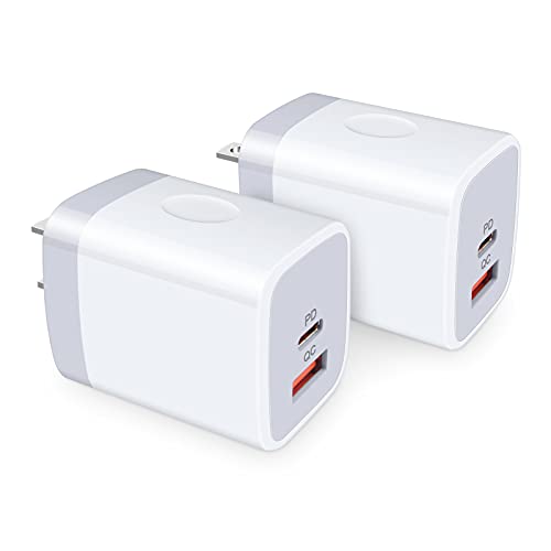 USB C Charger Block, 2Pack Dual Port USB C Wall Plug Charger Block Fast Charge Type C Wall Charger for iPhone 14 13 12 11 Pro Max, Samsung Galaxy S23 Ultra S22 S21 S20 S10, Pixel 7 Pro 6a 6 Pro 5 4 XL