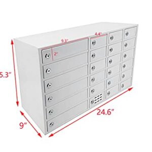 FixtureDisplays® 24-Slot Cellphone USB Charging Station Lockers Assignment Mail Slot Box  24 W x 15 H x 9" D Big (8.2") and Small (4.4") Slots 15255