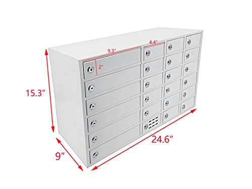 FixtureDisplays® 24-Slot Cellphone USB Charging Station Lockers Assignment Mail Slot Box  24 W x 15 H x 9" D Big (8.2") and Small (4.4") Slots 15255