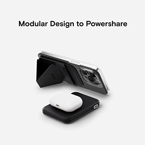 MOFT Modular Magnetic Phone Stand Power Bank Set, Foldable Stand and Portable Wireless Charger with Magnetic USB-C Cable for iPhone 14/13/12 Series,Black