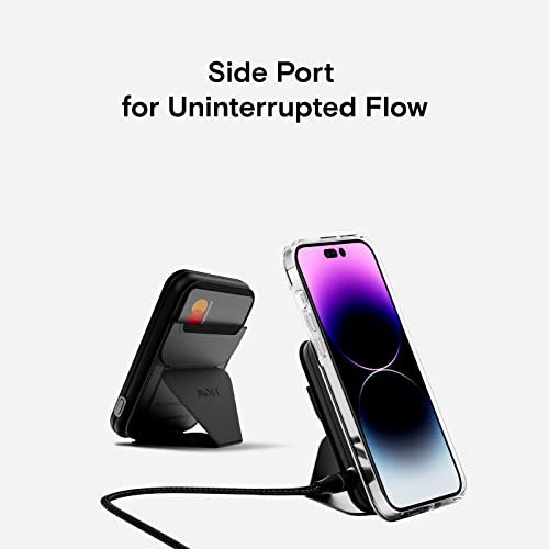 MOFT Modular Magnetic Phone Stand Power Bank Set, Foldable Stand and Portable Wireless Charger with Magnetic USB-C Cable for iPhone 14/13/12 Series,Black