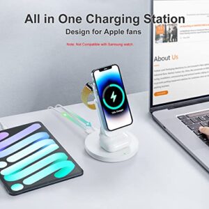 Mag Safe Wireless Charging Station - 4 in 1 Magnetic Charger Stand, Detachable Battery Pack for MagSafe Charging Station with PD 20W Adapter for Apple iPhone 14 13 12 Pro Max Mini Plus, iWatch, Airpod