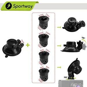 Sportway S504 Suction Cup Dash Cam Mount Holder (5th Gen) with 4pcs 360 Rotating Joints for Apeman Ssontong Biuone iZEEKER HaHoco and Most Other Car Dash Cameras