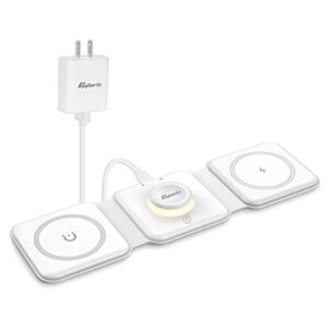 cyboris wireless charger 3 in 1, 15w charging station magnetic foldable, wireless charging station for multiple devices compatible with iphone, samsung, airpods 3/2/pro, iwatch (adapter included)