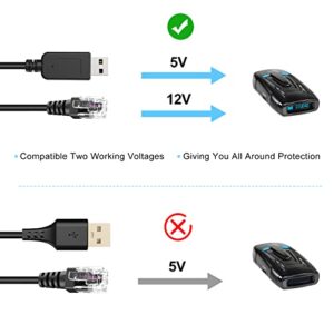 Radar Detector Cable, USB to RJ11 Cable,RJ11 Plug Power Cable,for Escort Uniden Radenso XP Beltronics Cobra Whistler Radar Detector,Replacement Power Cable for Radar Detectors (RJ11-9.84ft)