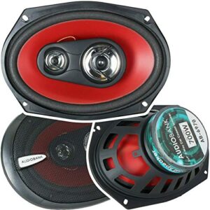 2 audiobank 6×9 700 watt 3-way red car audio stereo coaxial speakers – ab6970