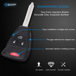 ECCPP 2X New Replacement Remote Car Key Fob Combo 4-Button Uncut for Chrysler Dodge Jeep OHT692427AA, OHT692713AA