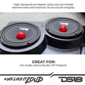 DS18 PRO-GM6B Loudspeaker - 6.5", Midrange, Red Aluminum Bullet, 480W Max, 140W RMS, 8 Ohms - Premium Quality Audio Door Speakers for Car or Truck Stereo Sound System (1 Speaker)