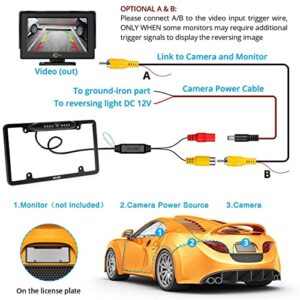 License Plate Backup Camera, Ultra HD Back up Camera with 8 Upgraded IR Night Vision Lights, 170° Wide View Angle Waterproof Shockproof Rear View Camera for Universal Cars, SUV, Trucks, RV and More