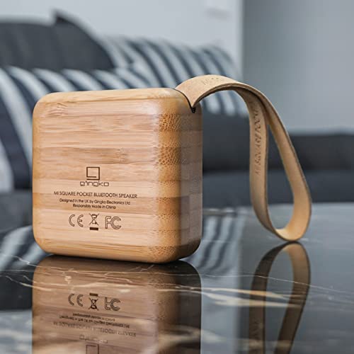 Gingko Mi Square Pocket Bluetooth Speaker 3" x 3" Portable Bamboo