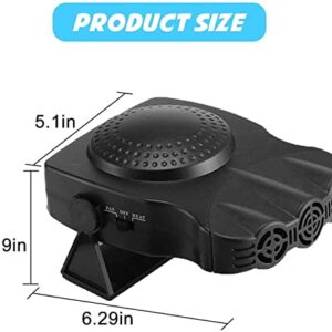 Car Heater, Car Heater Defroster Fans with Heating & Cooling Modes for 2 in 1 Fast Heating, 12V 150W Defrost Defogger with Plug in Cigarette Lighter, Window Defroster for Car