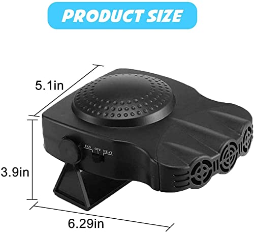 Car Heater, Car Heater Defroster Fans with Heating & Cooling Modes for 2 in 1 Fast Heating, 12V 150W Defrost Defogger with Plug in Cigarette Lighter, Window Defroster for Car