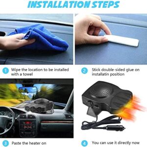 Car Heater, Car Heater Defroster Fans with Heating & Cooling Modes for 2 in 1 Fast Heating, 12V 150W Defrost Defogger with Plug in Cigarette Lighter, Window Defroster for Car