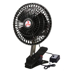 zone tech 12v oscillating fan – includes clamp and screws for easy attachment to either the console or dash