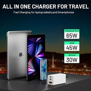 AcoFeu 65W USB C Charger Block, 3 Ports Fast Foldable Wall Charger for MacBook Air, iPhone Pro Max, iPad Pro, Galaxy S22 Ultra, Switch, Air Pods & More