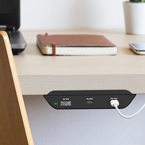 Galvanox USB C Under Desk Charging Hub, Mountable Desktop Power Strip Charger (50W) PD High-Speed Undermount Multi Port Station (2 Type C / 1 Type A)(Apple/Android Phones, Tablets/iPads and MacBooks)