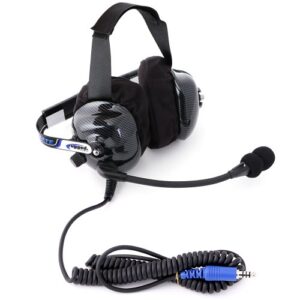 rugged carbon fiber behind the head ultimate headset for off road air boats intercoms – features gel ear seals cloth ear covers and noise cancelling microphone