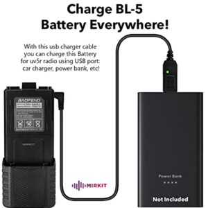 Mirkit Baofeng Accessories Set: Baofeng Battery BL-5L 3800mah with Baofeng USB Charging Cable Compatible with Baofeng UV- 5R MK2 MK3 MK4 MK5 BF-F8HP UV-5RX3 RD-5R UV-5RTP UV-5X3 by Mirkit Radio