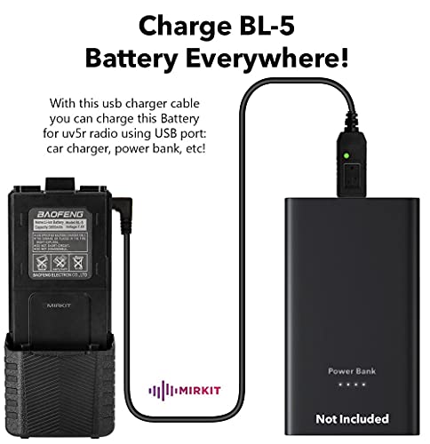 Mirkit Baofeng Accessories Set: Baofeng Battery BL-5L 3800mah with Baofeng USB Charging Cable Compatible with Baofeng UV- 5R MK2 MK3 MK4 MK5 BF-F8HP UV-5RX3 RD-5R UV-5RTP UV-5X3 by Mirkit Radio