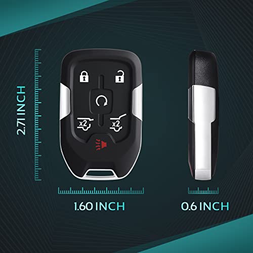 HelloAuto Key Fob for GMC Yukon/Yukon XL,Chevy Tahoe Suburban Key Remote 2015-2020 Self-Programmed Keyless Entry Smart Key Fob Cover (HYQ1AA) 6-Buttons