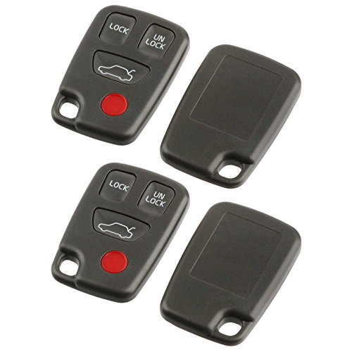 Key Fob Keyless Entry Remote Shell Case & Pad fits Volvo HYQ1512J 9166200, Set of 2