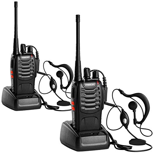 Walkie Talkie for Adults - ANSIOVON Long Range Walky Talky Rechargeable 16 Channels Two Way Radio- Flashlight - Earpiece - Rechargeable Li-ion Battery(Include) - 2 Pack.