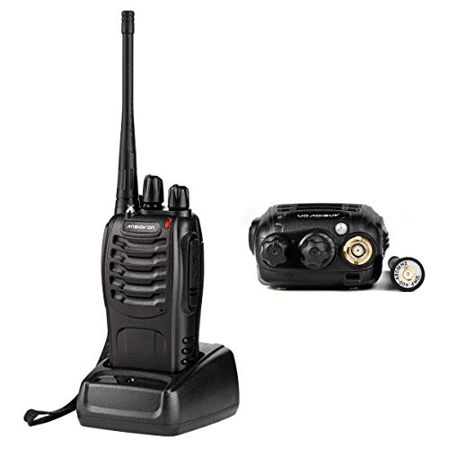 Walkie Talkie for Adults - ANSIOVON Long Range Walky Talky Rechargeable 16 Channels Two Way Radio- Flashlight - Earpiece - Rechargeable Li-ion Battery(Include) - 2 Pack.