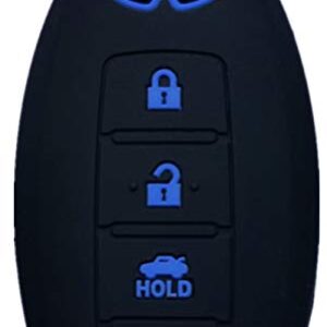 RUNZUIE Silicone Keyless Entry Remote Key Fob Cover Compatible Fit for Infiniti EX35 FX50 G35 G37 M45 QX56 FX50 M35 M56 QX60 QX80 JX35 4 Buttons