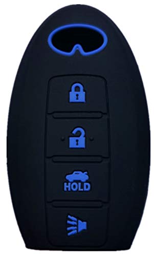 RUNZUIE Silicone Keyless Entry Remote Key Fob Cover Compatible Fit for Infiniti EX35 FX50 G35 G37 M45 QX56 FX50 M35 M56 QX60 QX80 JX35 4 Buttons