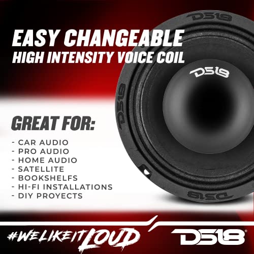 DS18 PRO-HY6.4MSL 6.5" Shallow Hybrid Mid-Range Car Audio Loudspeaker with Built-in Driver and Grill Included 300W Max 150W RMS 4 Ohms (1 Speaker)